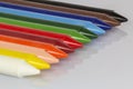 Colorful crayons close up perspective view Royalty Free Stock Photo