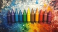 colorful crayons on textured painted background Royalty Free Stock Photo