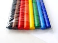 Colorful crayons in plastic pack Royalty Free Stock Photo