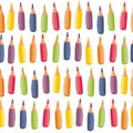 Colorful crayons on white seamless pattern