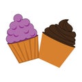 Colorful cream cupcakes set icon food Royalty Free Stock Photo