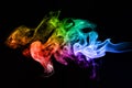 Colorful creative smoke waves on black