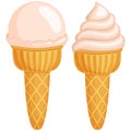 Colorful creme brulee ice cream cone set.
