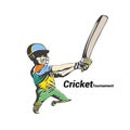 Colorful cricket player hit the big ball vector illustration.