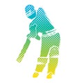 Colorful cricket player hitting big shot