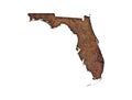 Map of Florida on rusty metal