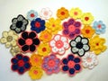 Colorful crochet flowers Royalty Free Stock Photo