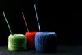 Colorful crochet hooks and thread Royalty Free Stock Photo