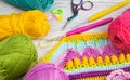 Colorful crochet supplies