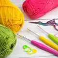 Colorful crochet supplies