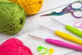 Colorful crochet supplies