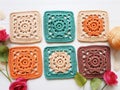 Colorful crochet texture. Ethnic crochet pattern Royalty Free Stock Photo