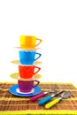 Colorful crockery for the camping