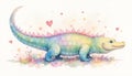 A colorful crocodile with a heart on its back Royalty Free Stock Photo