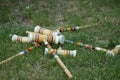 Colorful croquet mallets