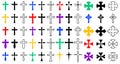 Colorful Crosses Religion Icon Set