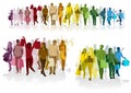 Colorful Crowd of Shopping People Royalty Free Stock Photo