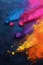 Colorful crushed eyeshadow. Eye shadow matte multicolored texture. Bright gulaal powder colors. Indian Holi Color Festival