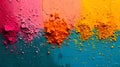 Colorful crushed eyeshadow. Eye shadow matte multicolored texture. Bright gulaal powder colors. Indian Holi Color Festival