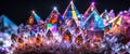 Colorful Crystal Formation with Geometric Shapes and Intense Light Play Royalty Free Stock Photo