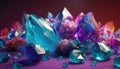 Colorful Crystal Gems on a Purple Background for Jewelry Design.