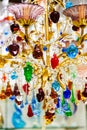 Colorful crystal or glass pendants chandelier or lamp from the world-famous Murano glass. Traditional venetian glass Royalty Free Stock Photo