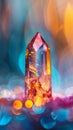 Colorful crystal prism with vibrant bokeh background Royalty Free Stock Photo