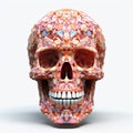 Colorful Crystal Skull Extruded Design With Mosaic-inspired Realism