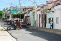 Colorful cuban street with the horse drawn carriage Royalty Free Stock Photo