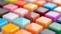 Colorful Cube Array Glossy Surface Forming an Abstract Geometric Pattern