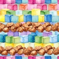 Colorful Cube Background with Chocolate Pieces Royalty Free Stock Photo