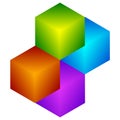 Colorful cube icon. Modern, bright generic icon / logo w stacked