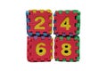 Colorful cube puzzle of even numbers