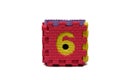 Colorful cube puzzle of odd numbers - six Royalty Free Stock Photo
