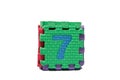 Colorful cube puzzle of odd numbers - seven Royalty Free Stock Photo