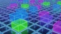 Colorful cubes on a grid Royalty Free Stock Photo