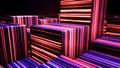 Colorful cubes neon light background, LED cubes background. Ultraviolet light, glowing neon cubes made of lines, modern