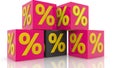 Colorful cubes with percentage signs