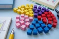 Colorful cubes in segments. Customer segmentation. Represents targeted marketing strategies. Royalty Free Stock Photo