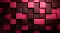 Colorful cubic 3d shape texture background. Raspberry pink and dark chocolate color palette