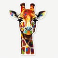 Colorful Cubism Giraffe Art Sticker - Eye-catching 3d Lego Design