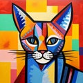 Colorful Cubist Bobcat: A Picasso-inspired Abstract Painting