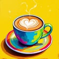 Colorful Cup of Coffee â Vibrant and Creative Morning Inspiration Royalty Free Stock Photo