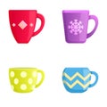 Colorful cup icons set cartoon vector. Various bright ceramic cup