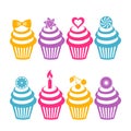 Colorful cupcake silhouettes Royalty Free Stock Photo