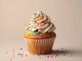 colorful cupcake with sprinkles and frosting