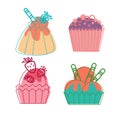 Colorful Cupcake Sweet Dessert Collection Set