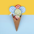 Colorful Cupcake Topper Paper Lollipops in ice cream cone