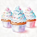 Colorful cupcakes with frosting and sprinkles