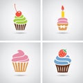 vector colorful cupcakes icons Royalty Free Stock Photo